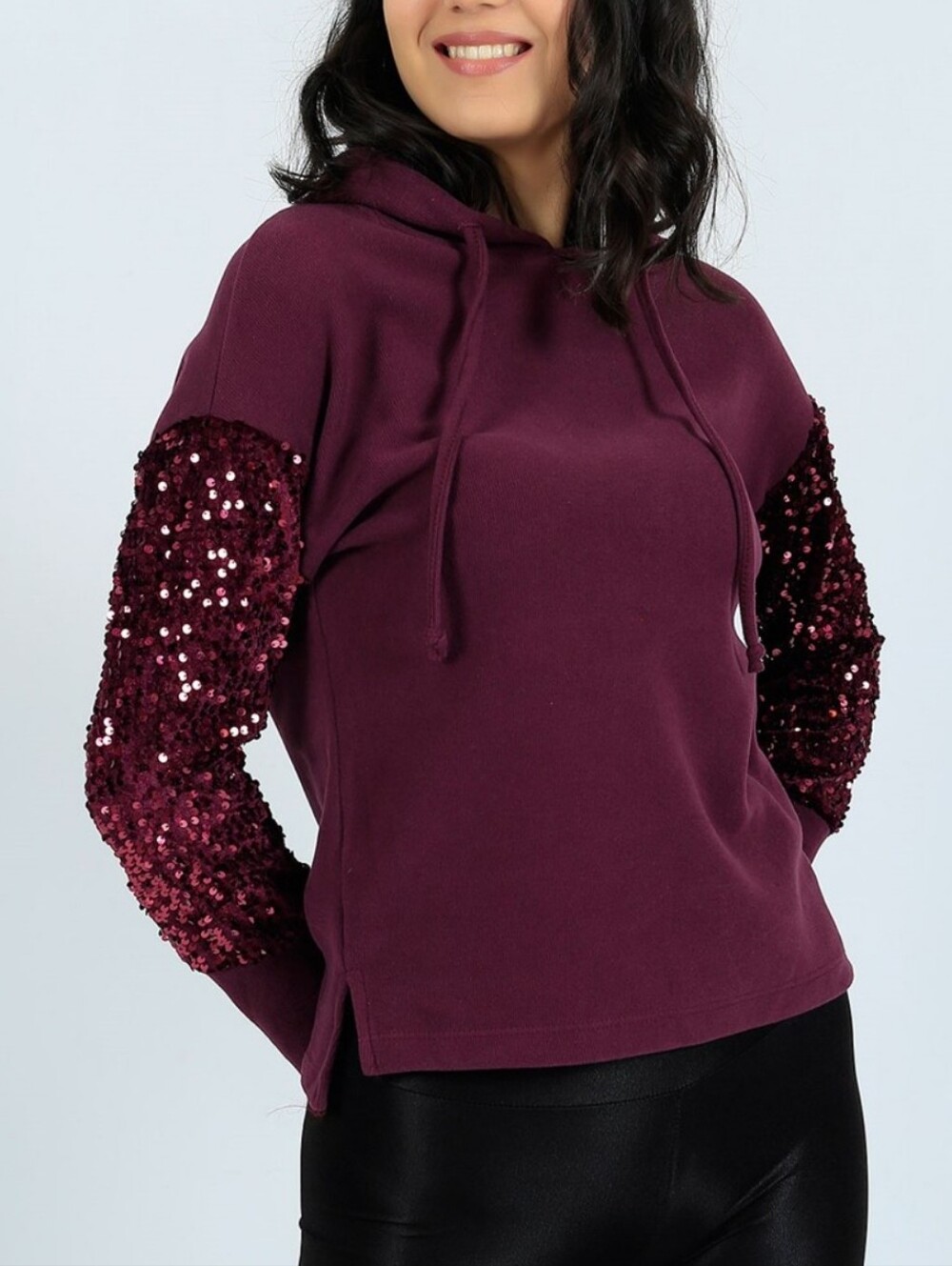 Sequin hoodie wine color NEW w tags by Self Esteem beautiful gift idea 🥀